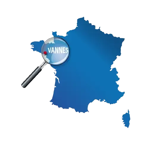 Map of France centred on Vannes
